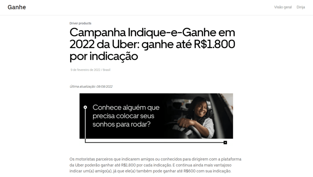 Ideias para atrair clientes - Programa de indicações - Reprodução Uber
