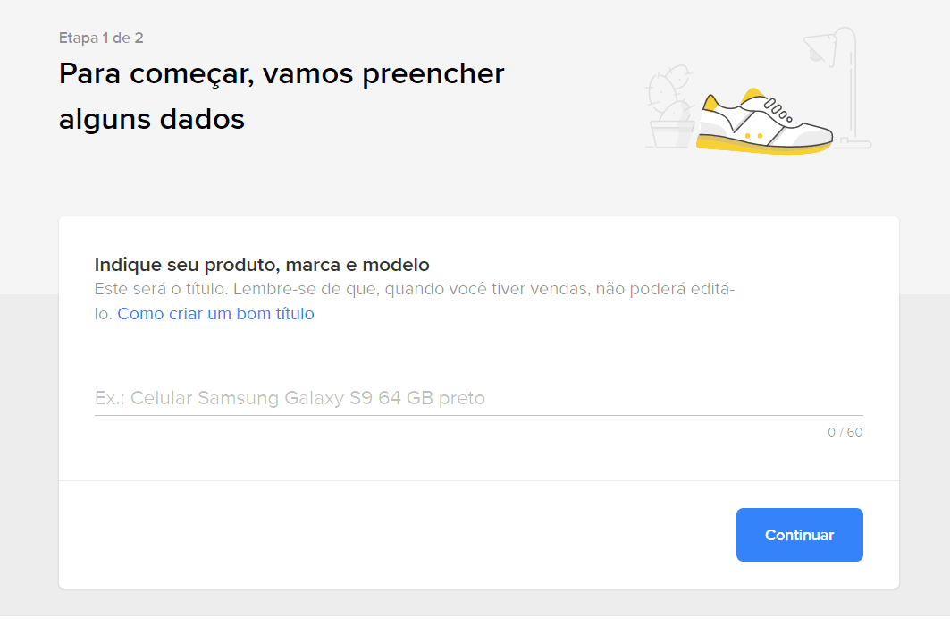 Primeiro passo para vender no Meli é colocar qual o tipo de produto